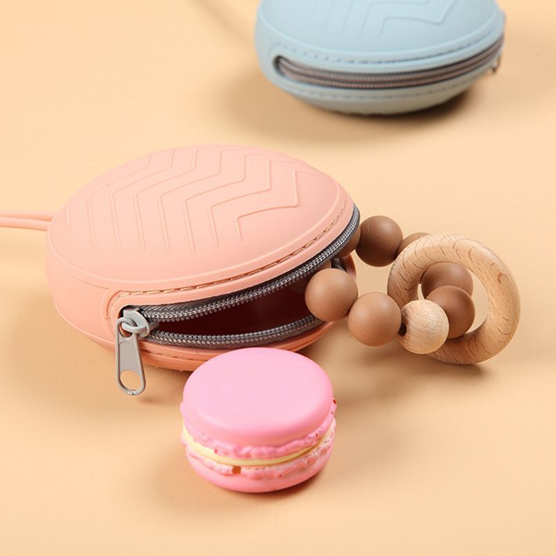 Attache tetine pochette de rangement avec un macaron