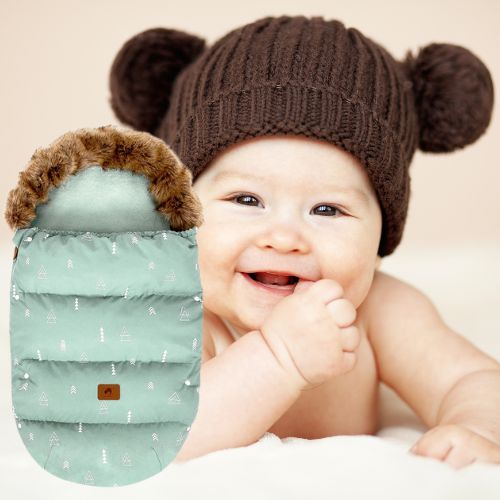 Bébé chapeau ourson et chancelière pour poussette cyprès