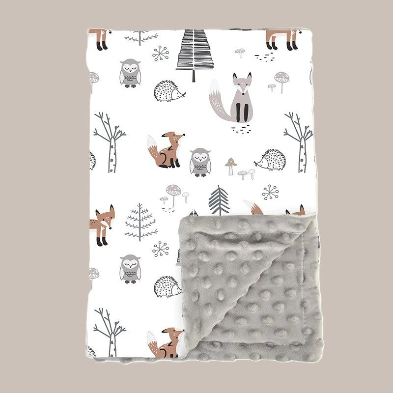 Couverture bébé motifs renard réversible