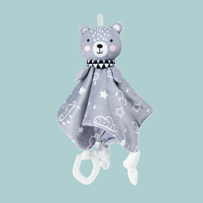 Doudou bleu ourson avec anneau dentition