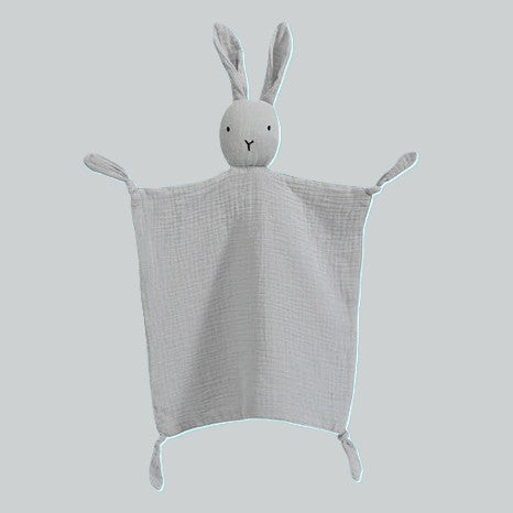 Doudou lapin mousseline gris