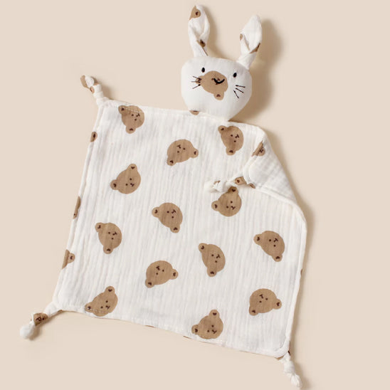 Doudou plat lapin motifs ourson