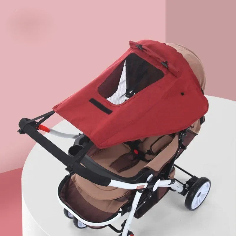 Pare-soleil universel rouge sur poussette