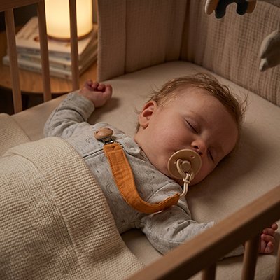 Attache tétine | Coton et clip en bois d'hêtre