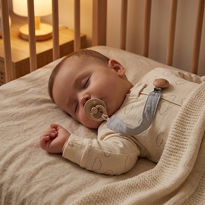 Attache tétine | Coton bio et bois naturel