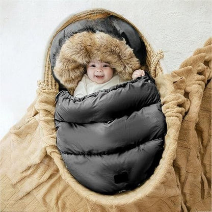 Bébé dans un panier en osier et sa chanceliere bebe évolutive.