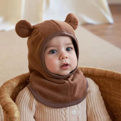 Cagoule bebe en polaire café.
