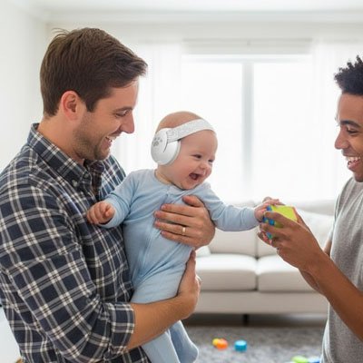 Casque anti bruit bébé blanc 2 en 1 pour enfant 0-12 ans.