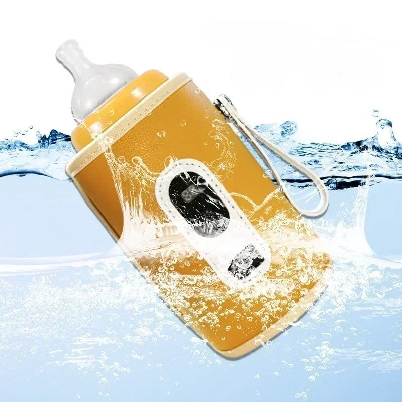 Chauffe biberon nomade jaune résistant à l'eau.
