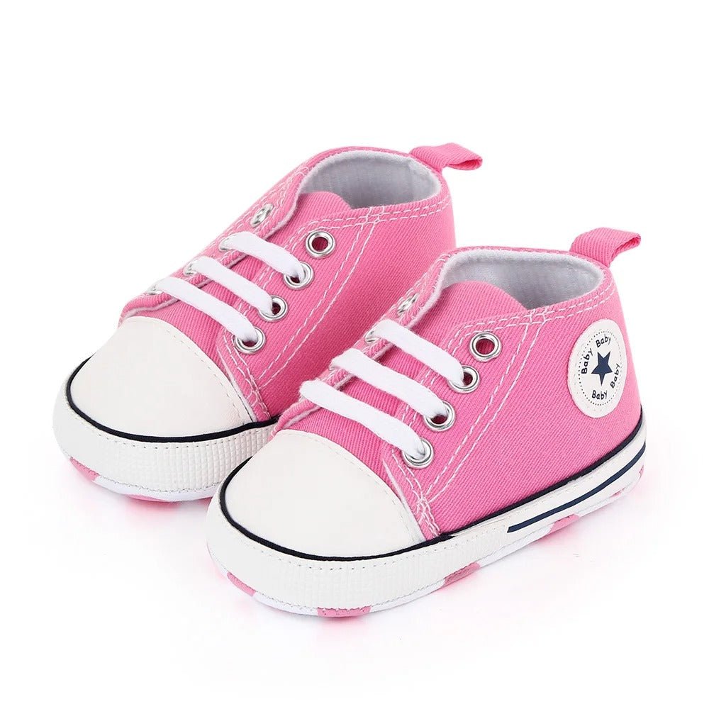 Chaussure bebe confortable en toile rose