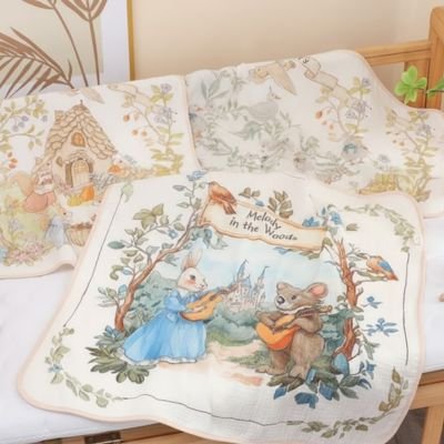 Couverture bebe en fibre de Bambou avec motifs féériques.