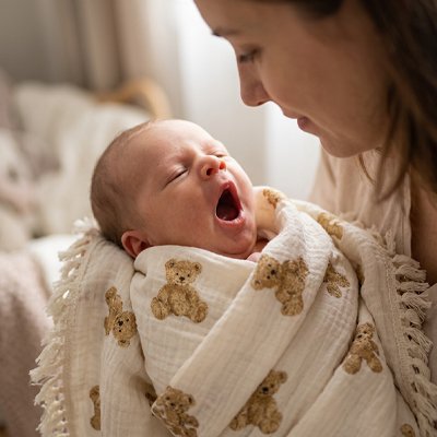 Couverture bébé en mousseline spécialement pour nouveau-né.