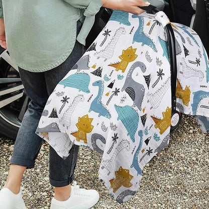 Couverture siege auto en mousseline respirante avec motifs Dinos.