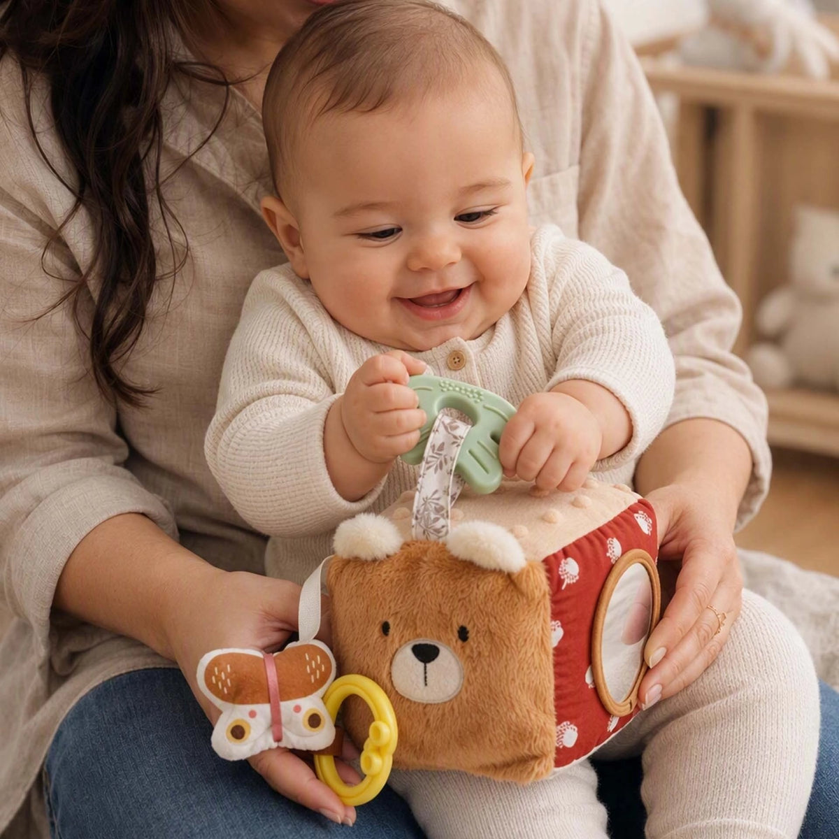 Cube d'activite bebe d'éveil Montessori ourson.