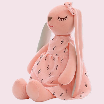 Doudou bébé lapine peluche rose