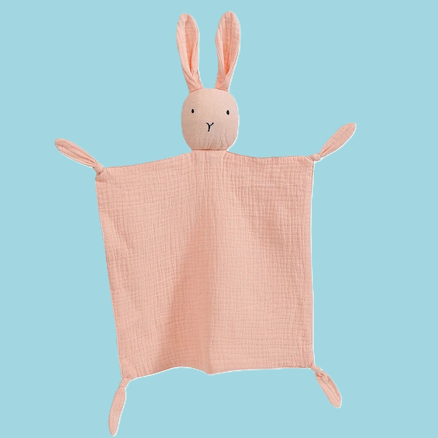 Doudou lapin mousseline rose