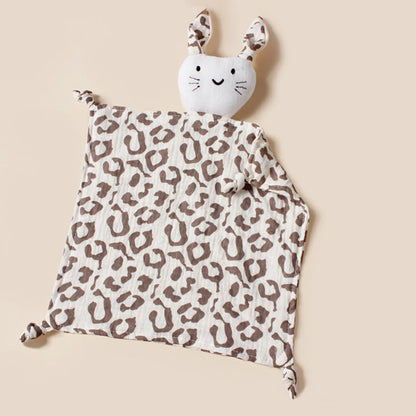 Doudou plat lapin motif léopard