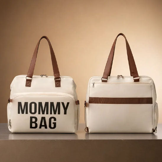 Grand sac a langer chic beige et tan