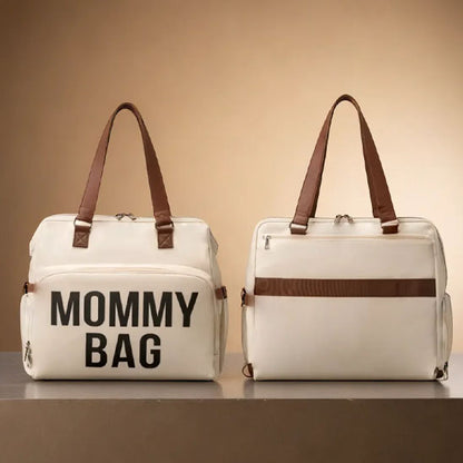Grand sac a langer chic beige et tan