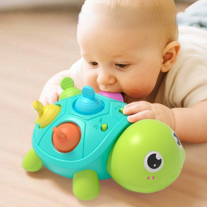 Jouet bebe tortue sensorielle musicale.