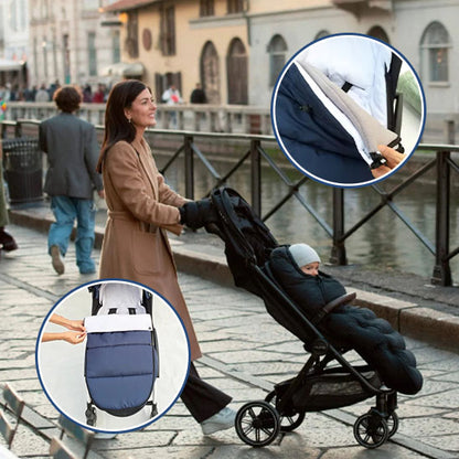 Maman et bébé en sortie automnale avec chancelière poussette
