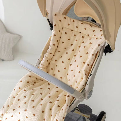 Matelas poussette beige motifs cœurs