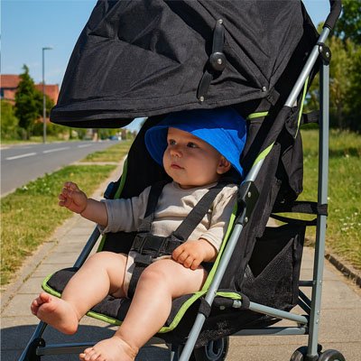 Par soleil pour poussette​ parapluie noir pliable.