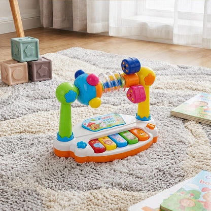 Piano bebe interactif stimulant l'éveil sensoriel.