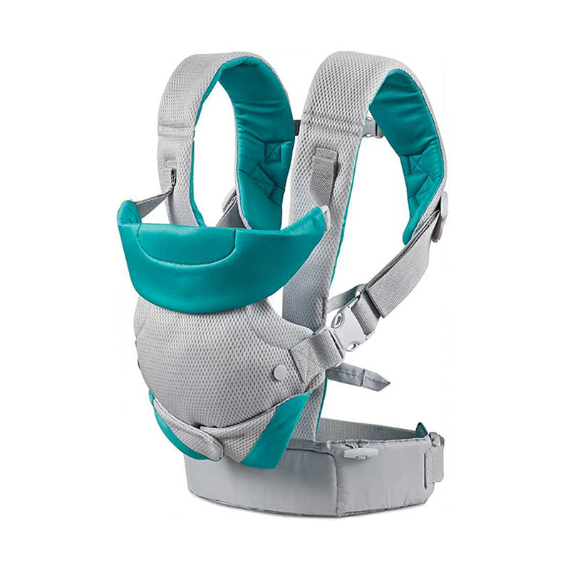 Porte bébé en route blanc et turquoise