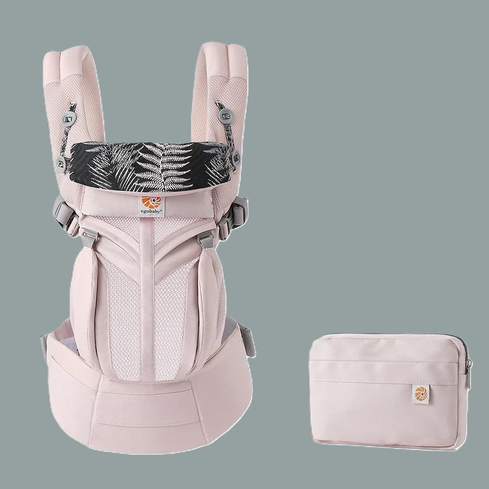 Porte bébé ergonomique rose pâle avec pochette
