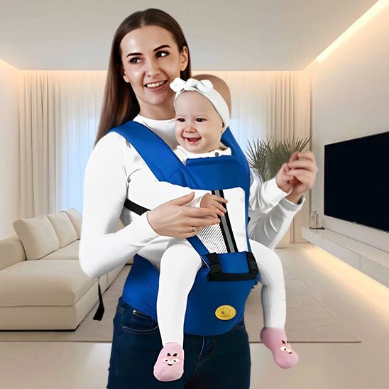 Porte Bébé Physiologique evolutif bleu royal.