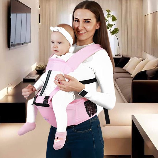 Porte Bébé Physiologique ultra léger rose poudré.