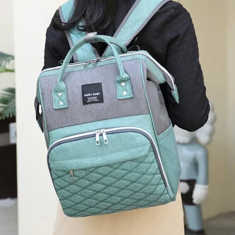 Sac à langer multifonctions turquoise et gris 