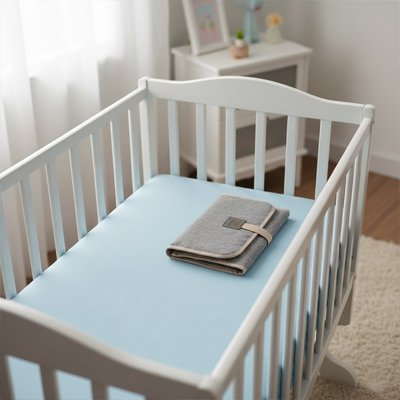tapis à langer nomade gris clair pliable et compact.