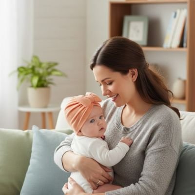 Turban bebe fille orange avec magnifique noeud papillon.