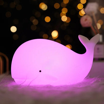 Veilleuse baleine lumineuse rose