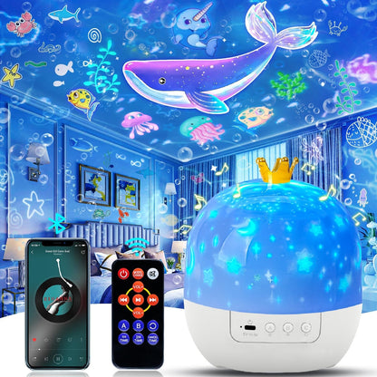 Veilleuse projection océan avec manette et cellulaire